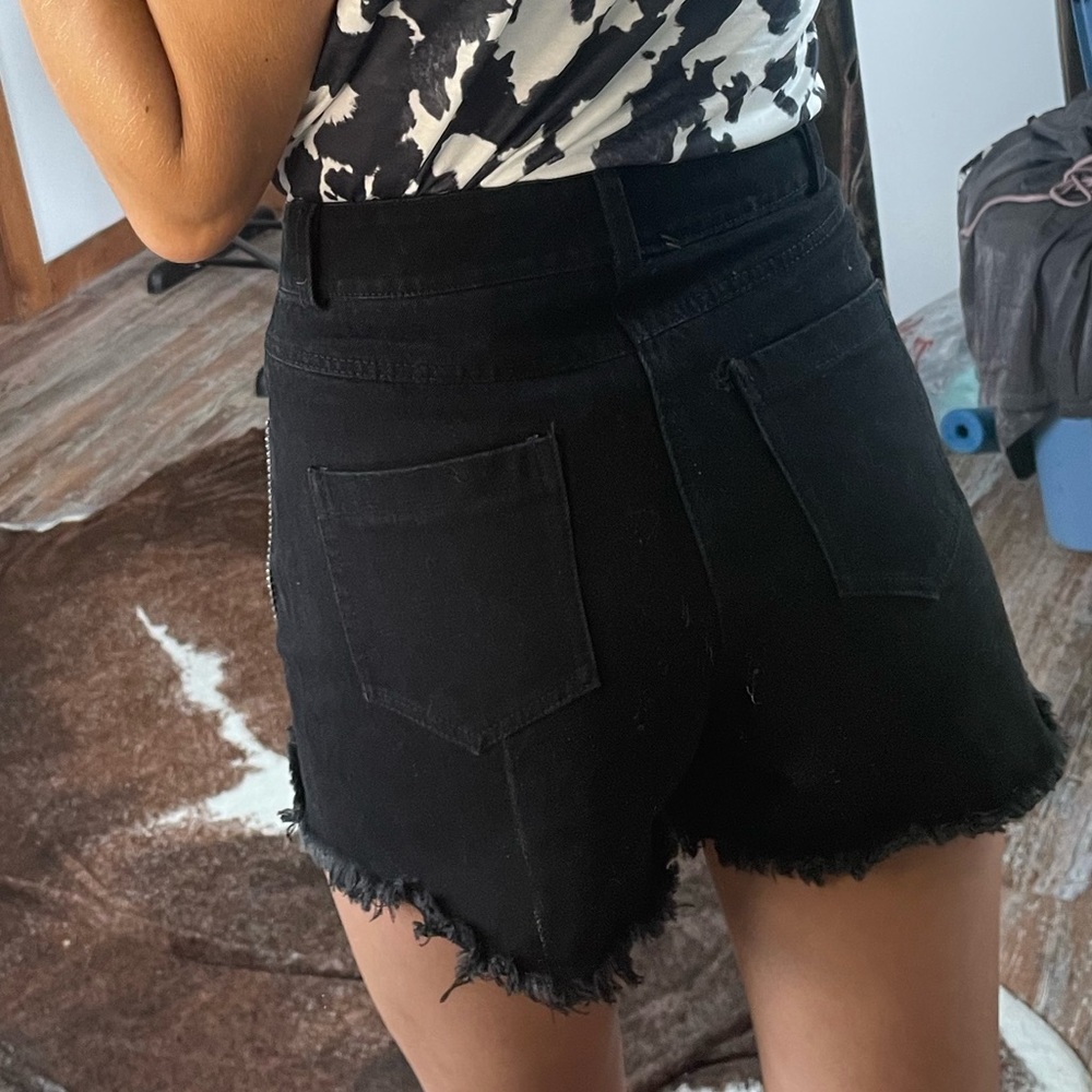 Black Rhinestone Fringe Shorts - Picture 4 of 4